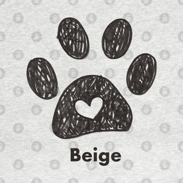 Beige name made of hand drawn paw prints by GULSENGUNEL